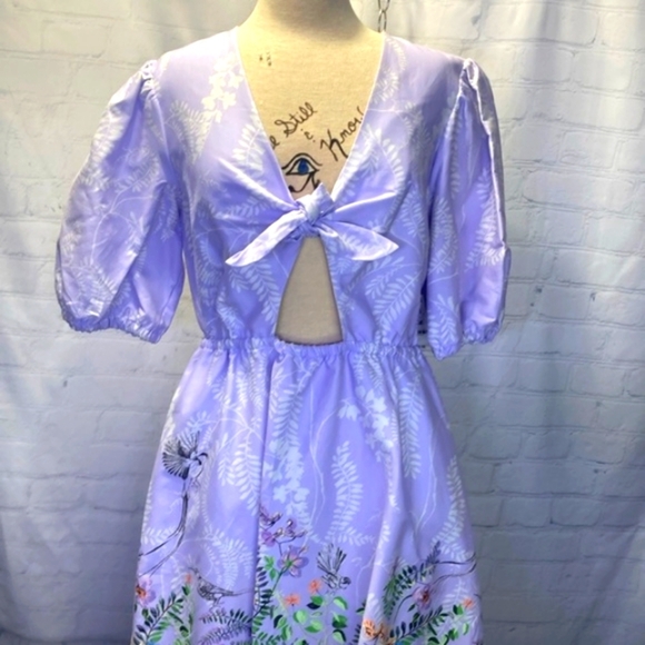Lavender floral print dress by INC International Concepts with tie front - Picture 8 of 16